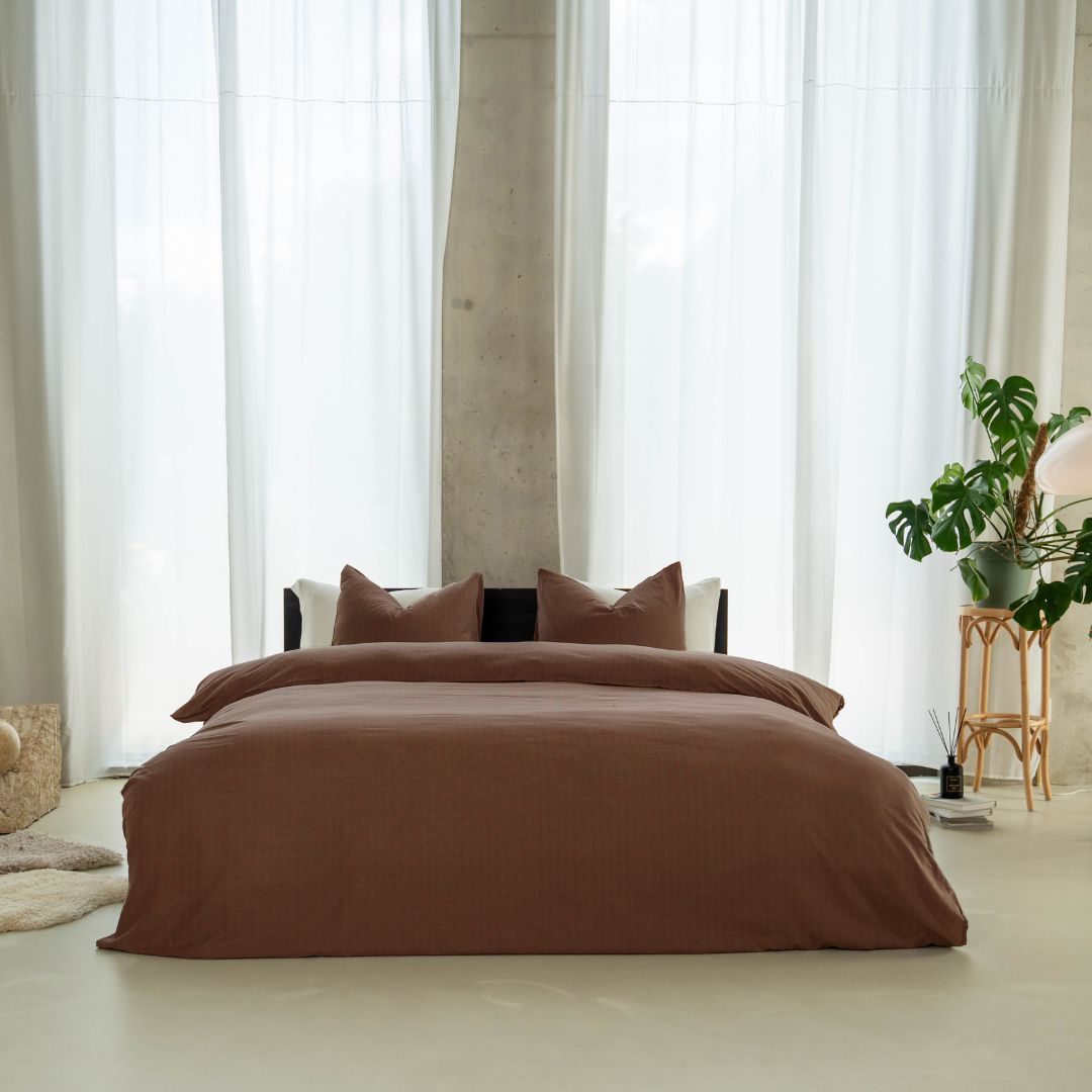 Kayori dekbedovertrek Naka Katoen 100% katoen burgundy