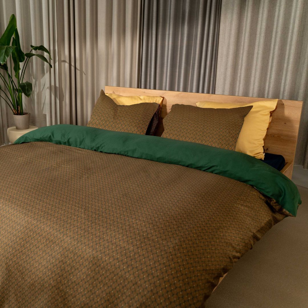 Kayori dekbedovertrek Aiko Katoensatijn 100% katoen groen