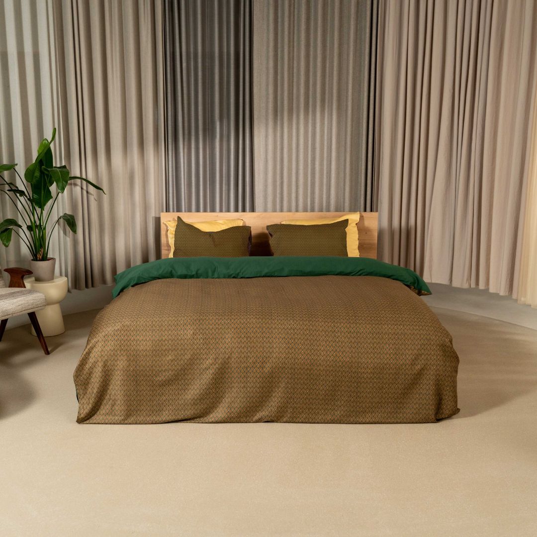 Kayori dekbedovertrek Aiko Katoensatijn 100% katoen groen