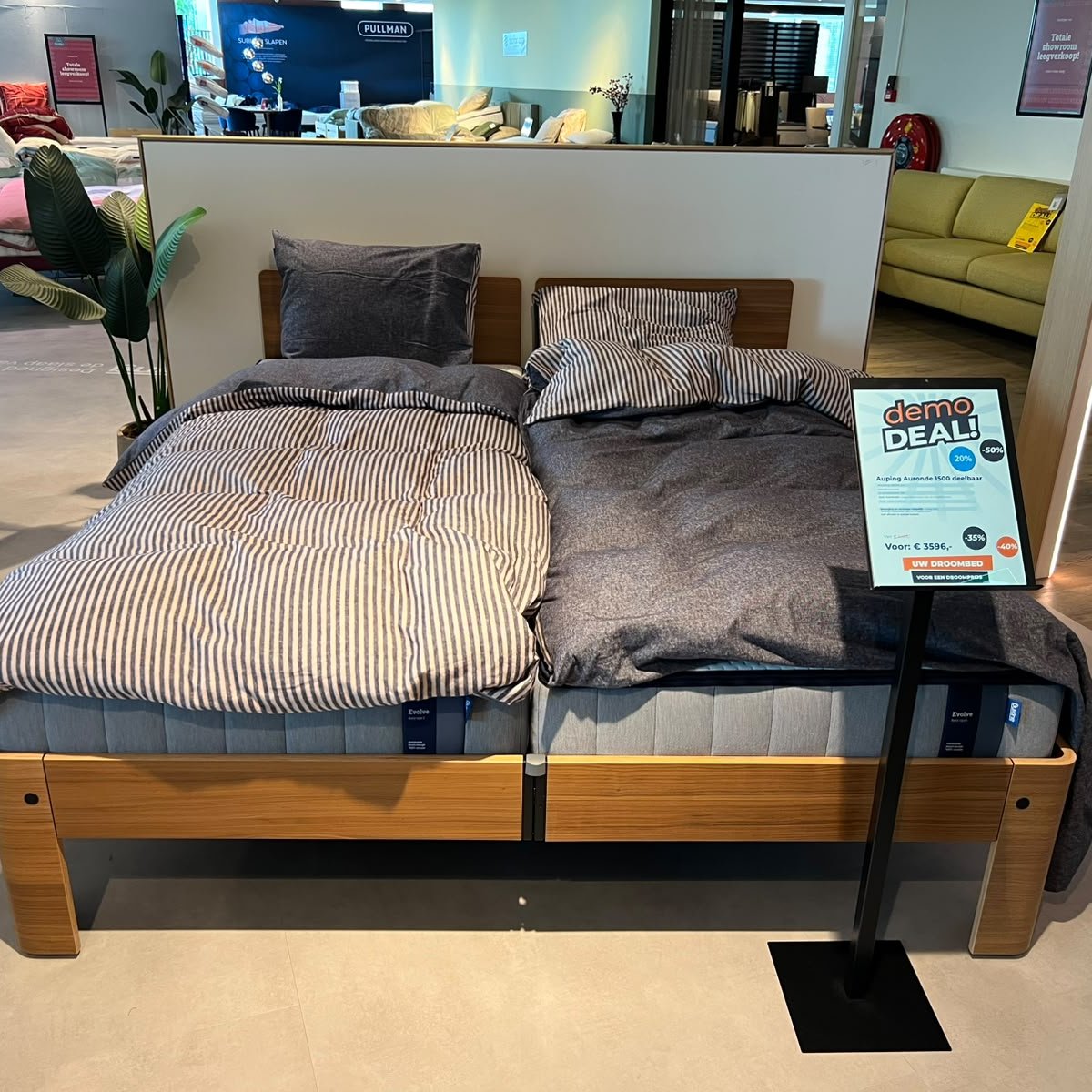 Auping Auronde 1500 deelbaar Natural Walnut 180x210 cm demodeal