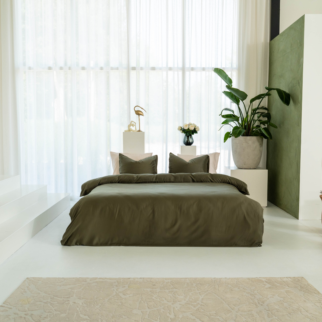 Kayori dekbedovertrek Daiki Tencel© 100% tencel donkergroen