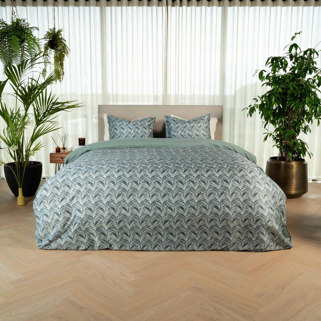 Kayori dekbedovertrek Jima – 100% katoensatijn – blauw