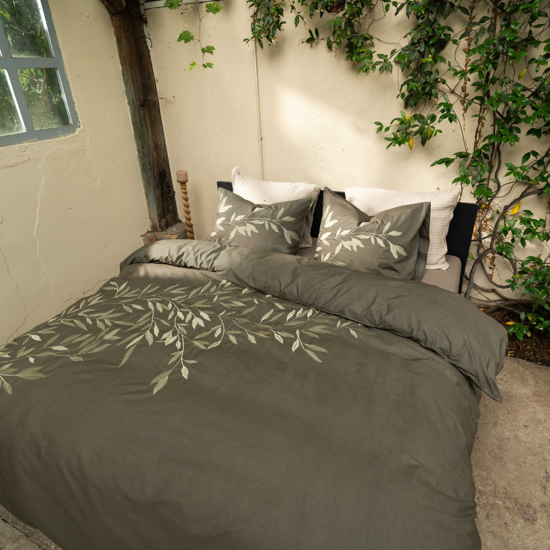 Kayori dekbedovertrek Habo Katoen 100% katoen donkergroen
