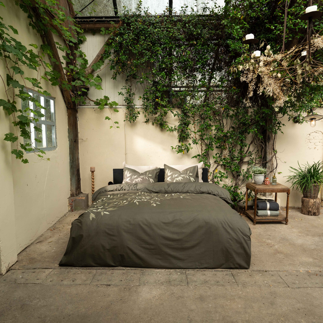 Kayori dekbedovertrek Habo Katoen 100% katoen donkergroen