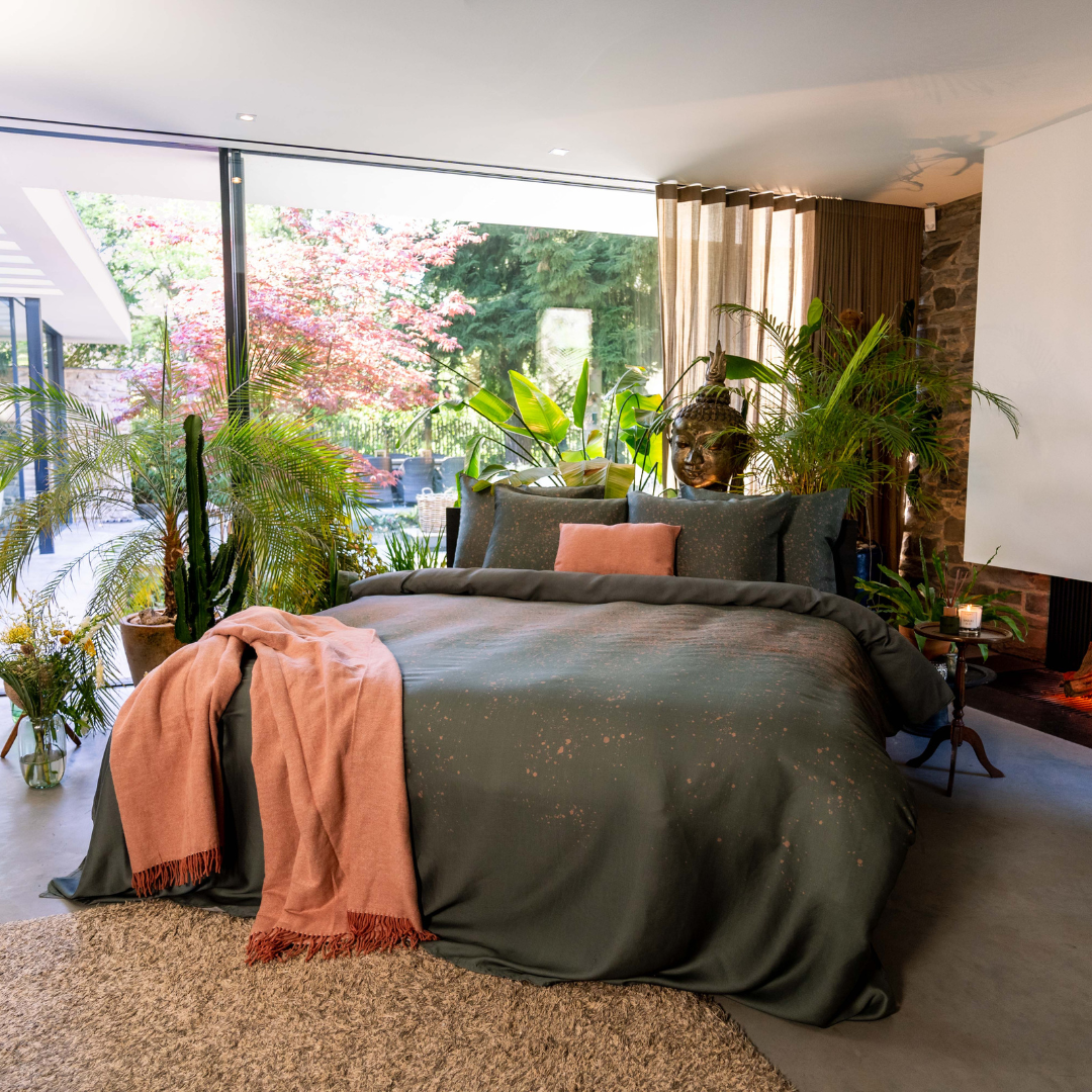 Kayori dekbedovertrek Morian Hennep 90% tencel 10% hennep groen