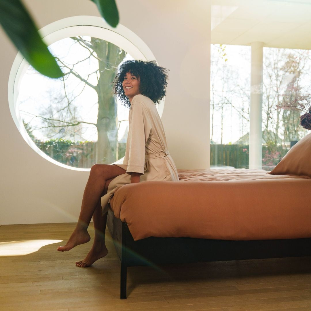 Kayori dekbedovertrek Kiyo Tencel© 100% tencel donkertaupe