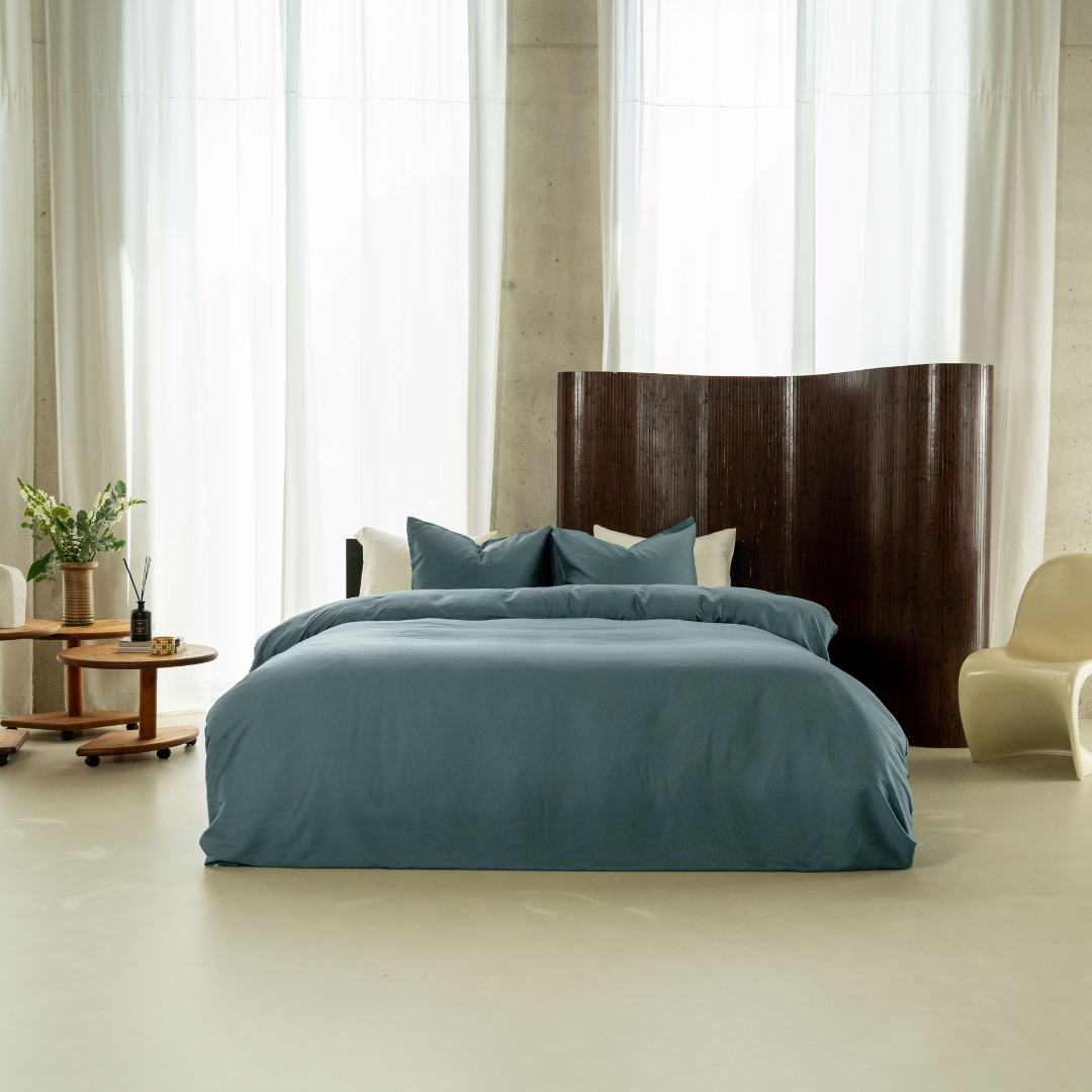 Kayori dekbedovertrek Kiyo Tencel© 100% tencel petrol