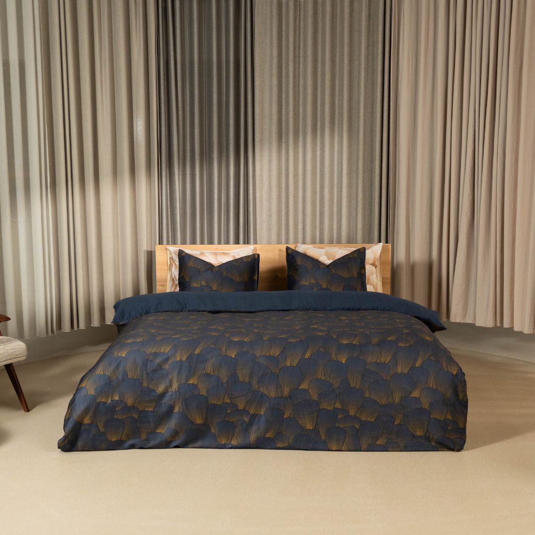 Kayori dekbedovertrek Koji Katoensatijn 100% katoen blauw