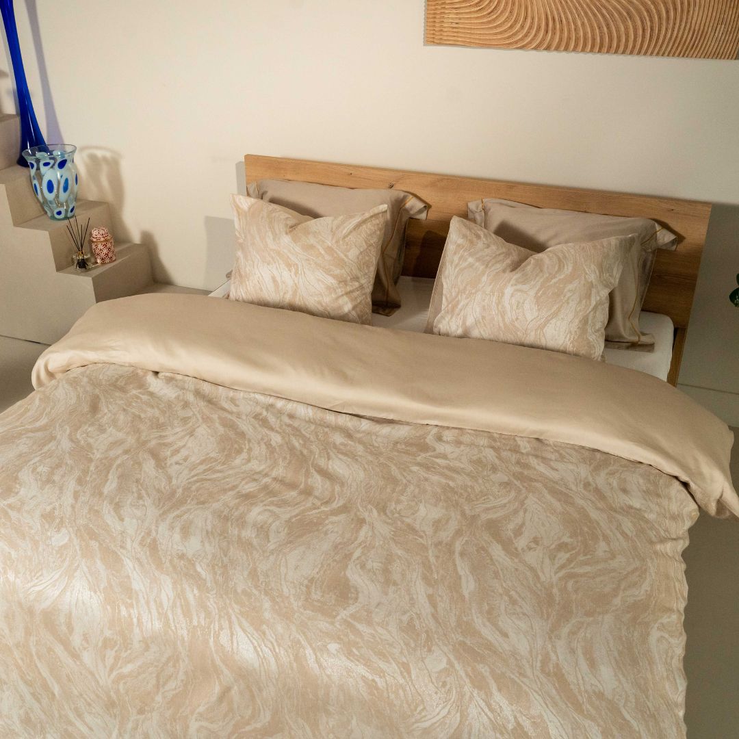 Kayori dekbedovertrek Nachi – 50% tencel 50% katoen – parelmoer