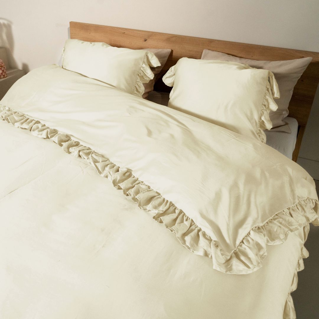 Kayori dekbedovertrek Oda Katoensatijn 100% katoen parelmoer