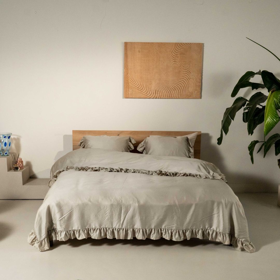 Kayori dekbedovertrek Oda Katoensatijn 100% katoen grijs