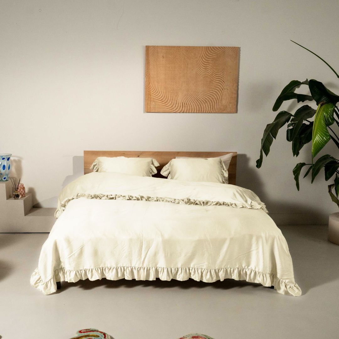 Kayori dekbedovertrek Oda Katoensatijn 100% katoen parelmoer