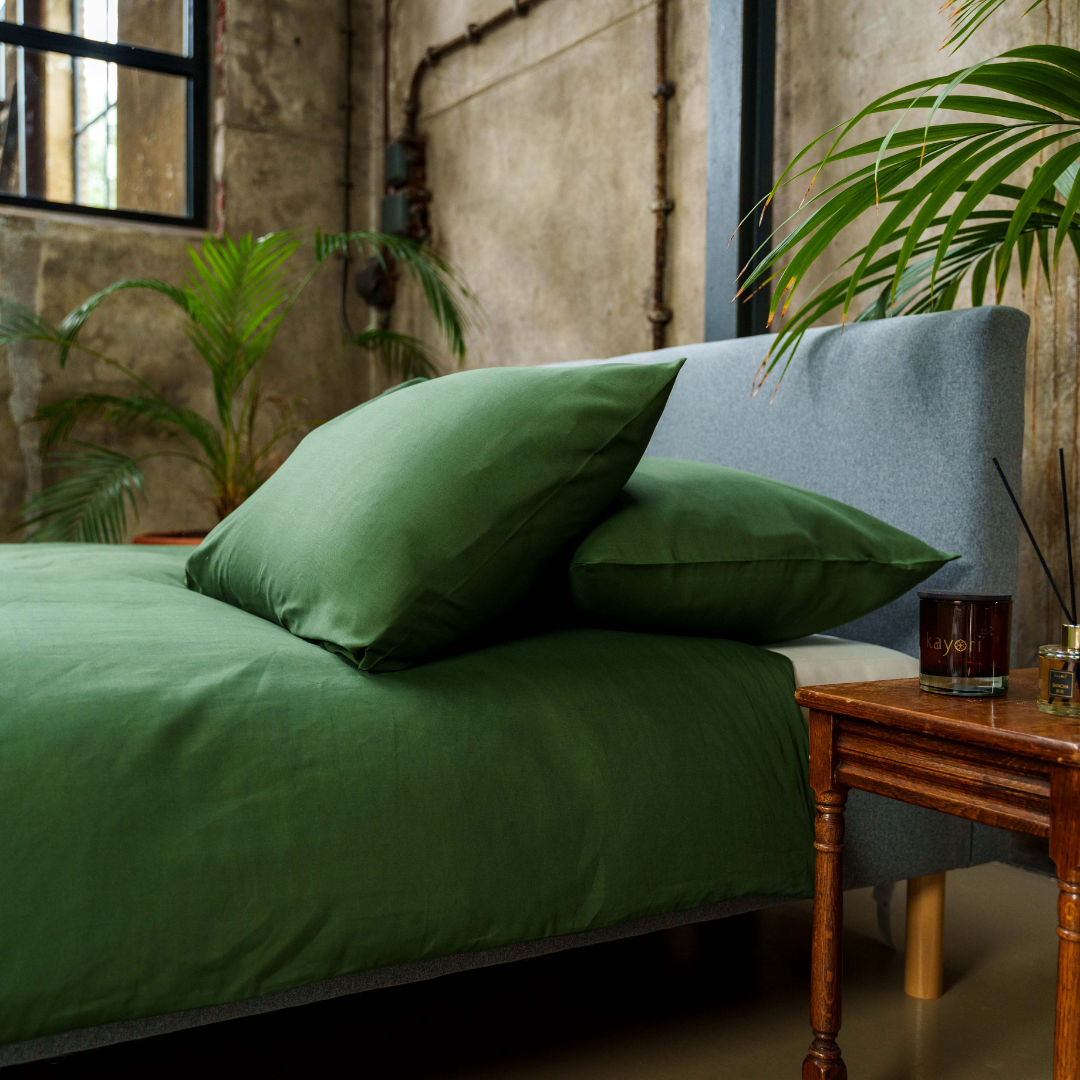 Kayori dekbedovertrek Saya Katoensatijn 100% katoen satijn donkergroen