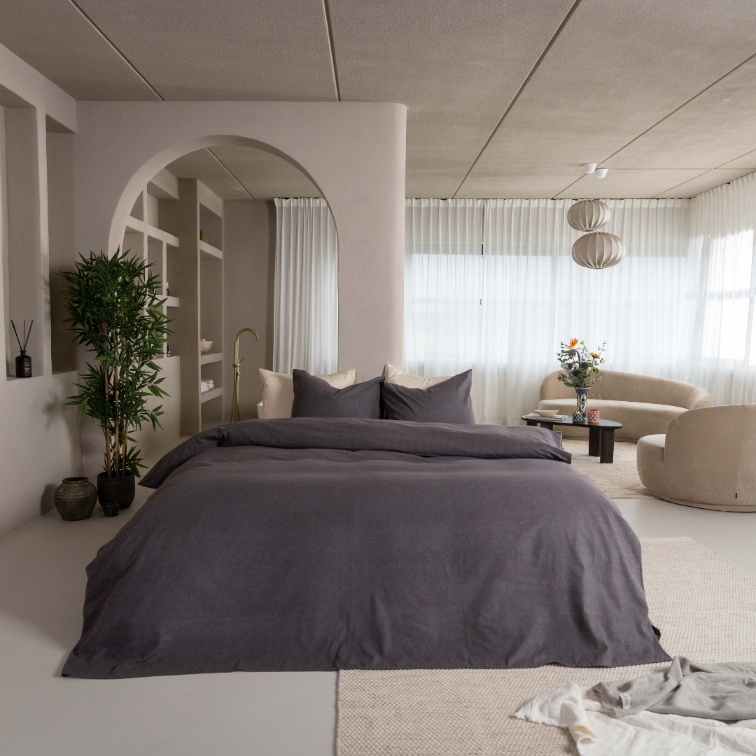 Kayori dekbedovertrek Showa Flanel antraciet