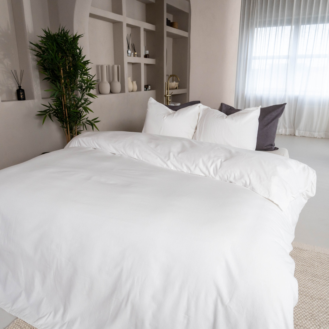 Kayori dekbedovertrek Showa Flanel mix van flanel en katoen wit